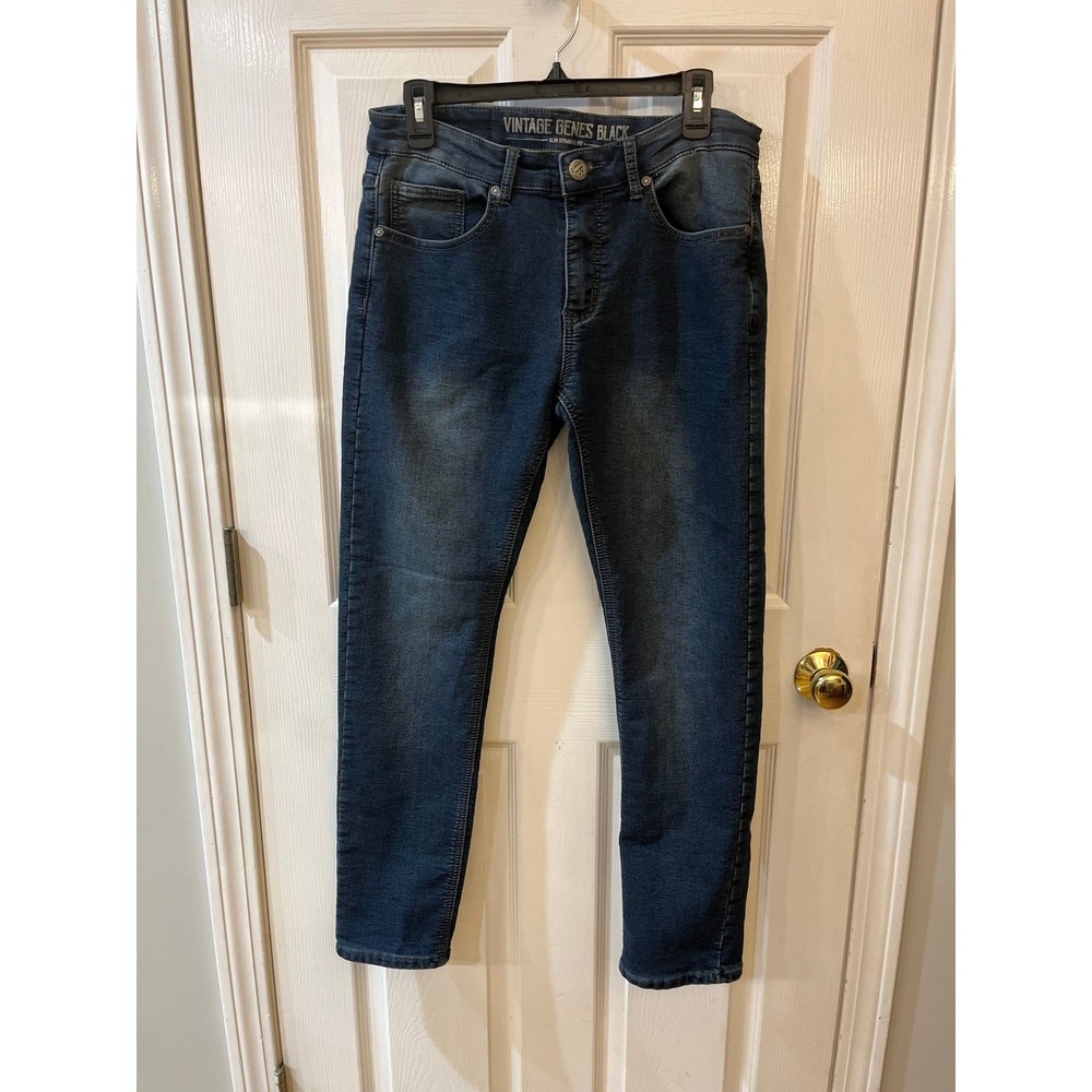 Vintage Genes Black Denim Blue Jeans Men’s 30/30 Slim Straight Fit